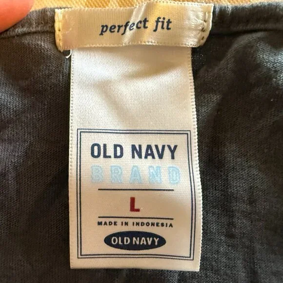 Old Navy Dark Gray Scoop Neck Tee Shirt - Sequin Insert - Large - Picture 4 of 5